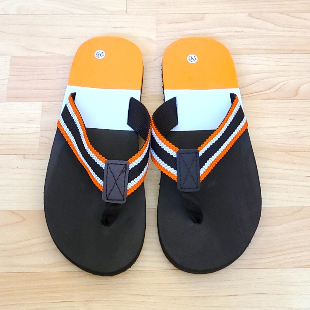 Men Orange/Blue Flip flops Sandals Size M